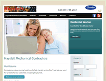 Tablet Screenshot of hayslettmechanical.com